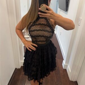 Alexis Black Lace Tiered Dress